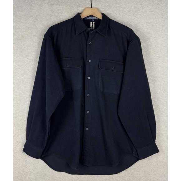 Vintage Tommy‎ Hilfiger Shirt Mens Medium Blue Wool Authentic Seafaring Garmet - Picture 1 of 10
